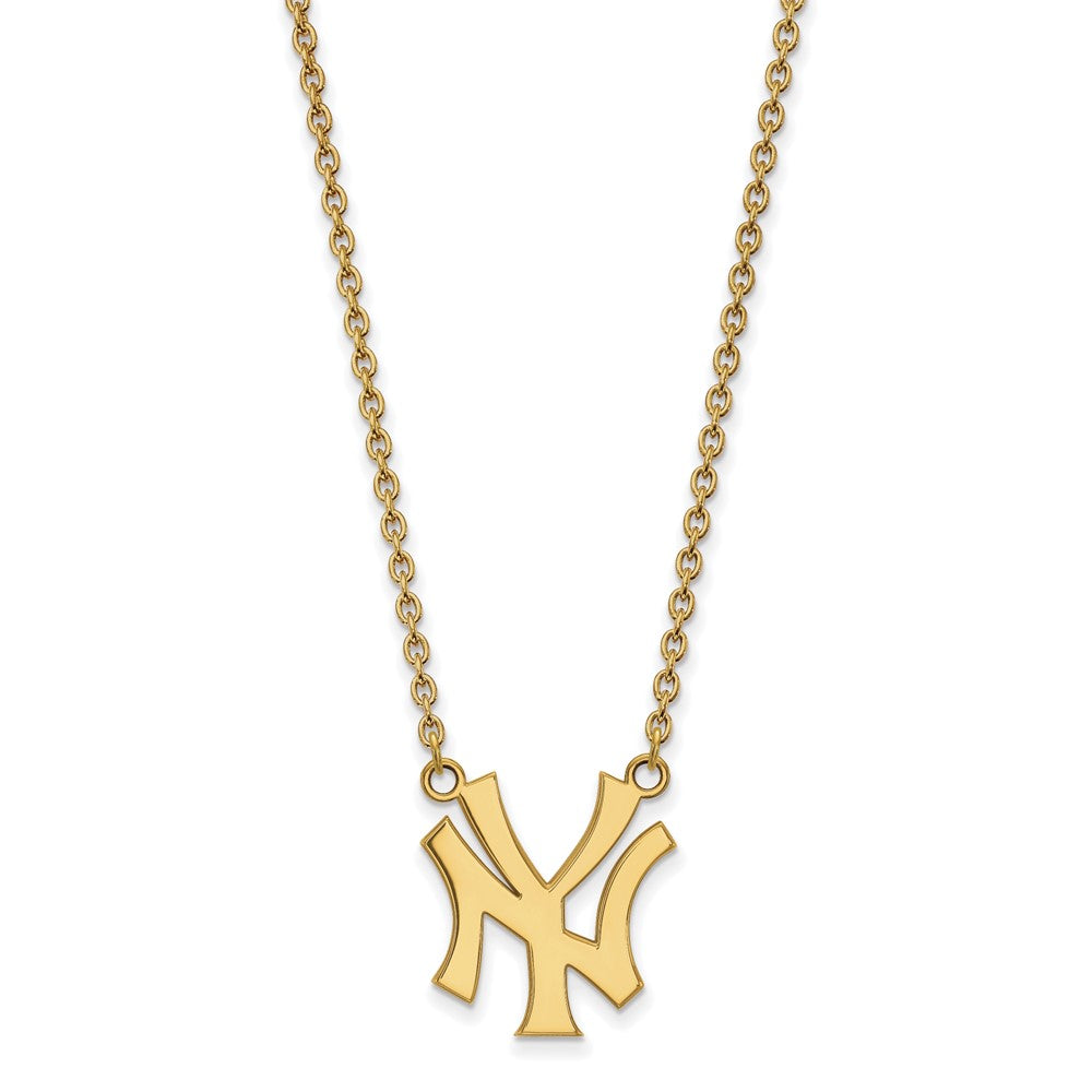 14K Yellow Gold MLB New York Yankees Large N-Y Necklace, 18 Inch, Item N25793 by The Black Bow Jewelry Co.