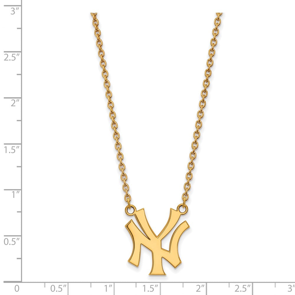 Alternate view of the 14K Gold Plated S.S. MLB New York Yankees Large N-Y Necklace, 18 Inch by The Black Bow Jewelry Co.