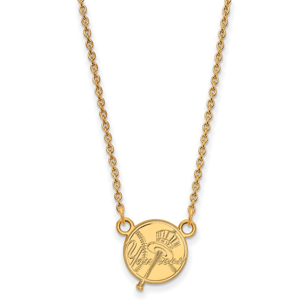 10K Yellow Gold MLB New York Yankees Small Top Hat Necklace, 18 Inch, Item N25797 by The Black Bow Jewelry Co.