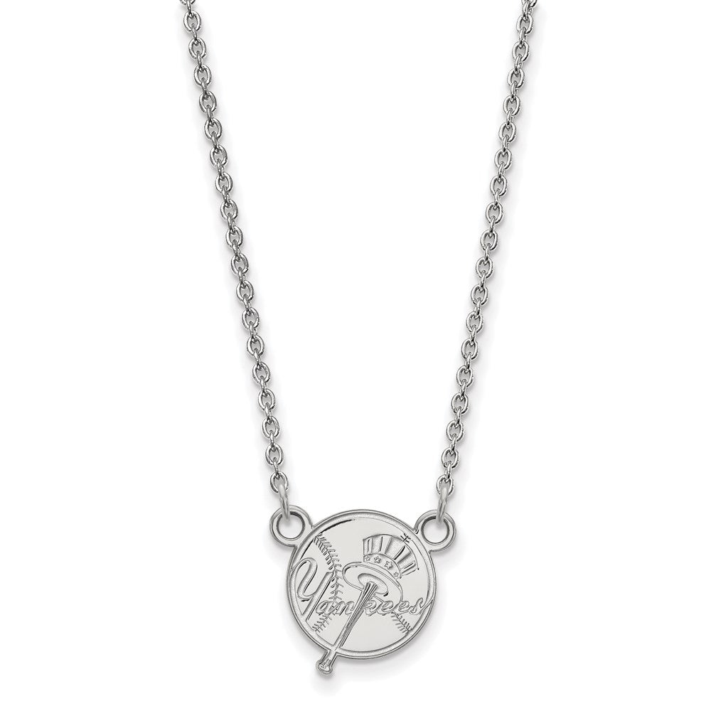 14K White Gold MLB New York Yankees Small Top Hat Necklace, 18 Inch, Item N25798 by The Black Bow Jewelry Co.