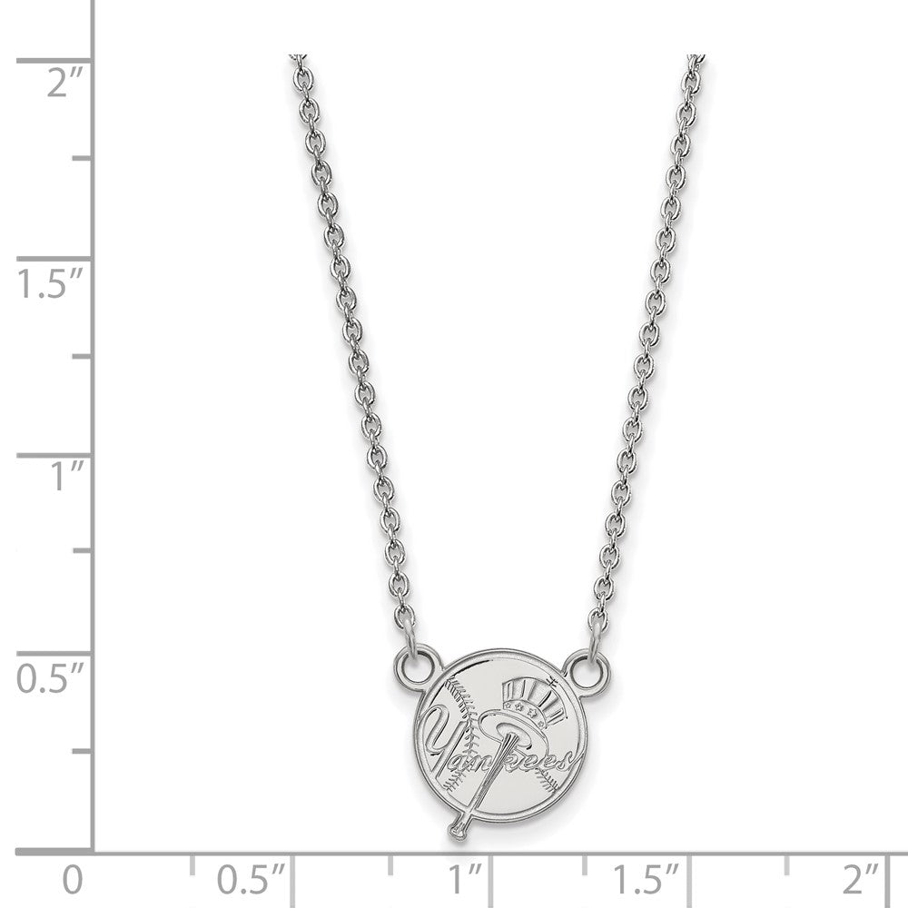 Alternate view of the Sterling Silver MLB New York Yankees Small Top Hat Necklace, 18 Inch by The Black Bow Jewelry Co.