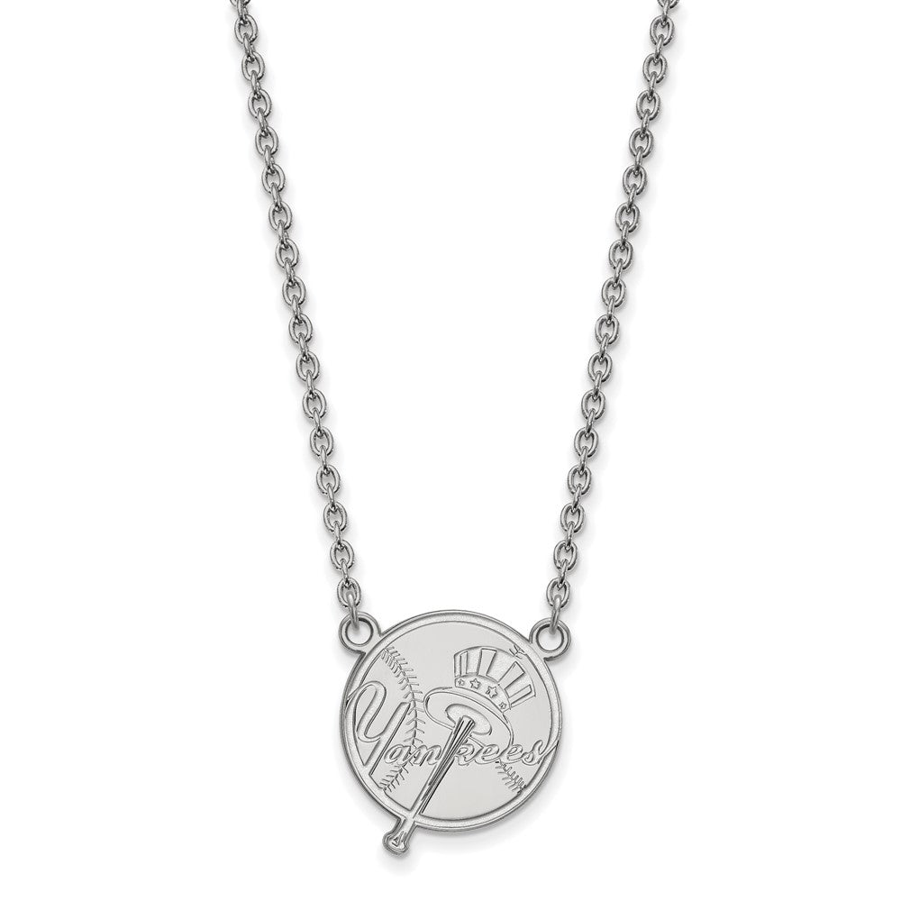 Sterling Silver MLB New York Yankees Medium Top Hat Necklace, 18 Inch, Item N25807 by The Black Bow Jewelry Co.