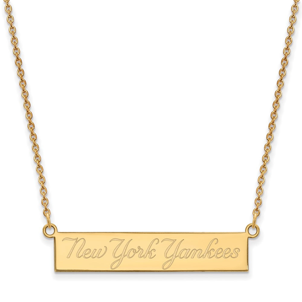 14K Gold Plated S.S. MLB New York Yankees Small Bar Necklace, 18 Inch, Item N25808 by The Black Bow Jewelry Co.