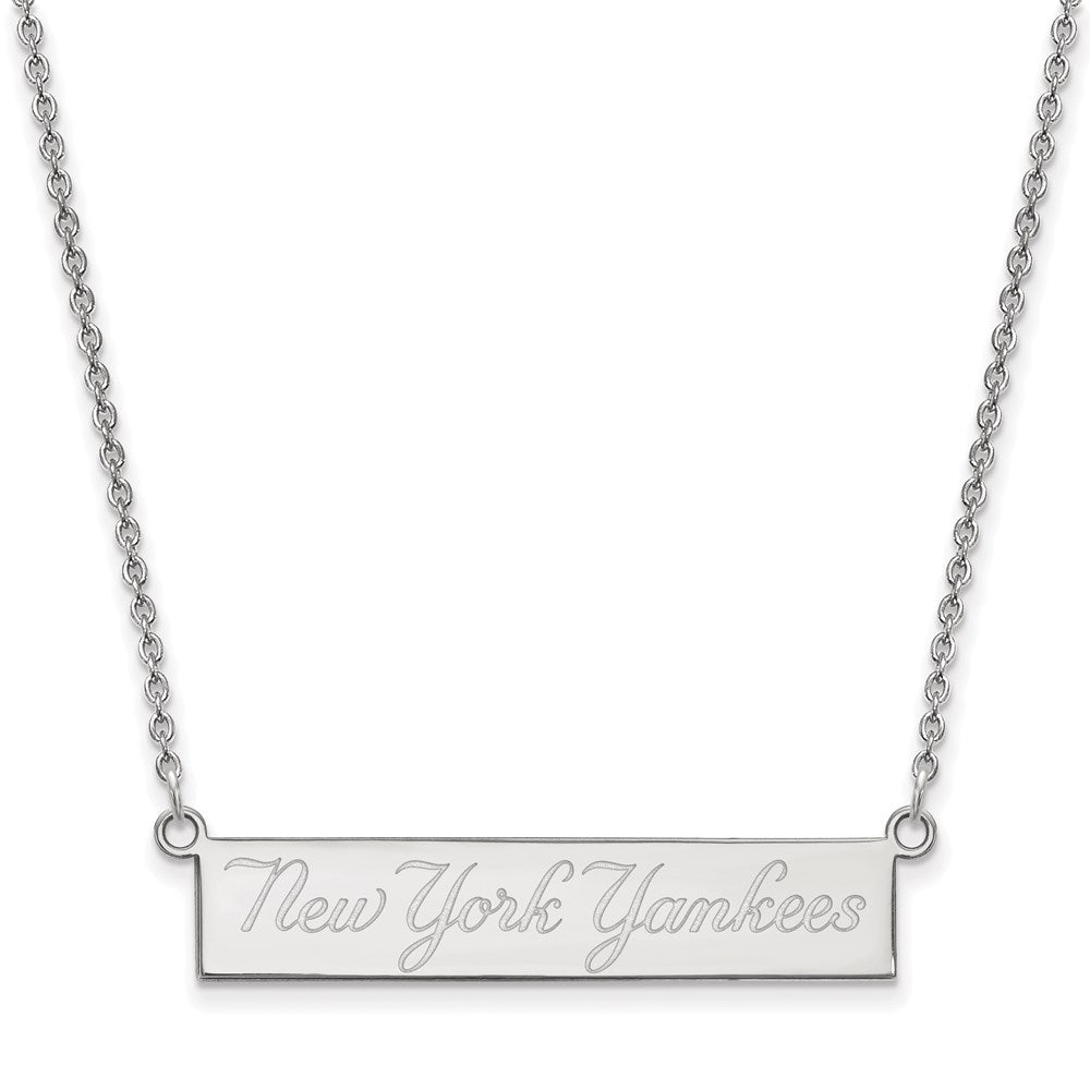 Sterling Silver MLB New York Yankees Small Bar Necklace, 18 Inch, Item N25809 by The Black Bow Jewelry Co.