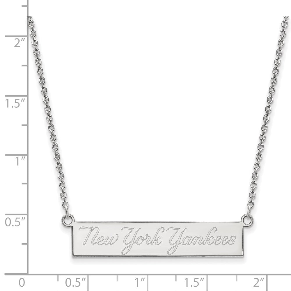 Alternate view of the Sterling Silver MLB New York Yankees Small Bar Necklace, 18 Inch by The Black Bow Jewelry Co.