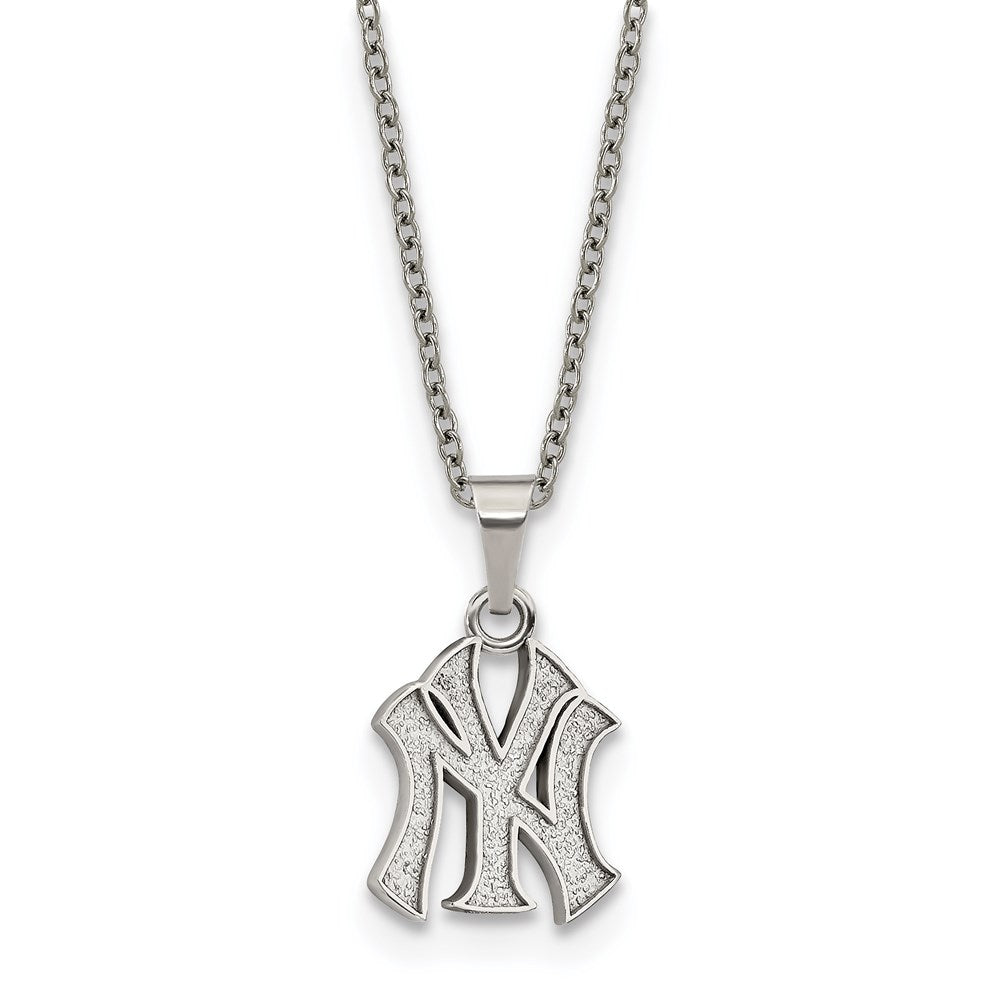 Stainless Steel MLB New York Yankees Small Necklace, 18-20 Inch, Item N25810 by The Black Bow Jewelry Co.