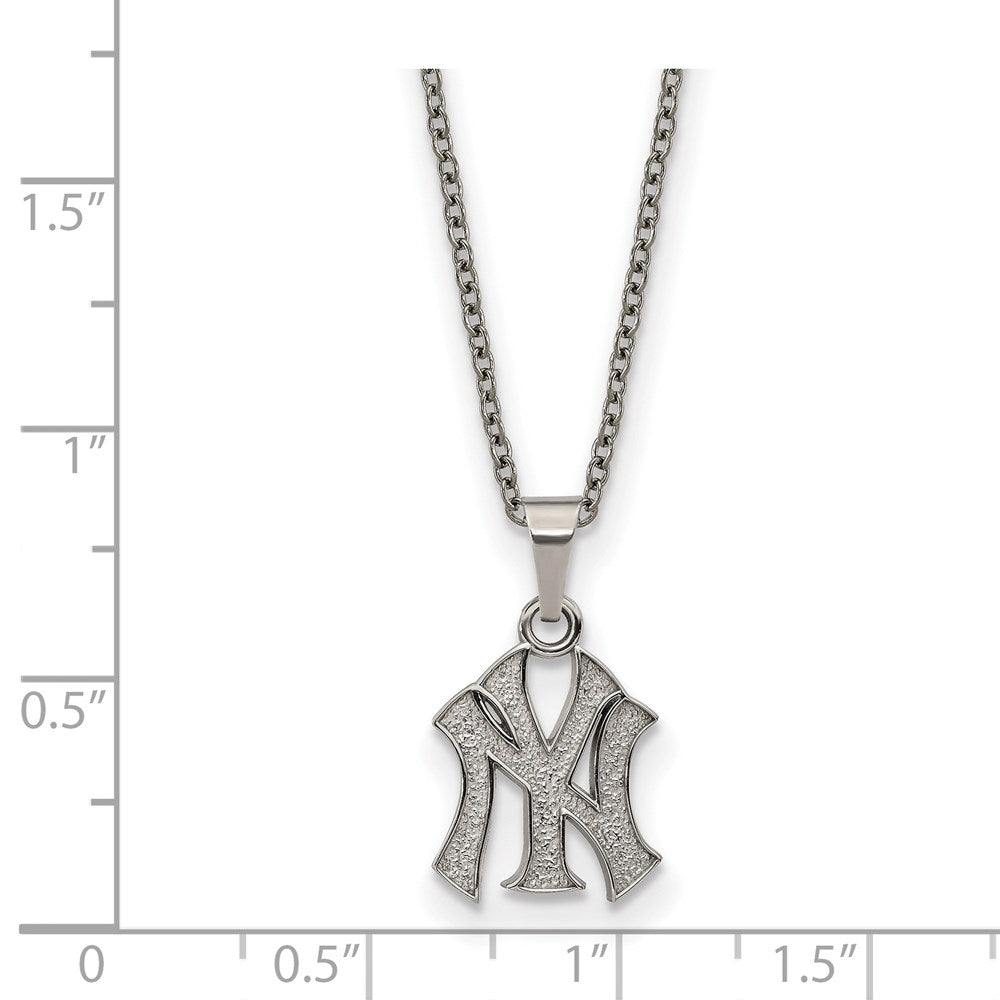 Alternate view of the Stainless Steel MLB New York Yankees Small Necklace, 18-20 Inch by The Black Bow Jewelry Co.