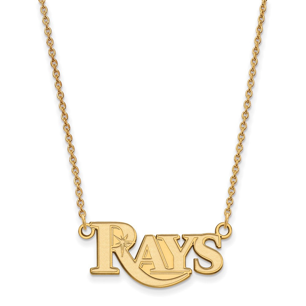10K Yellow Gold MLB Tampa Bay Rays Small Script Necklace, 18 Inch, Item N25812 by The Black Bow Jewelry Co.