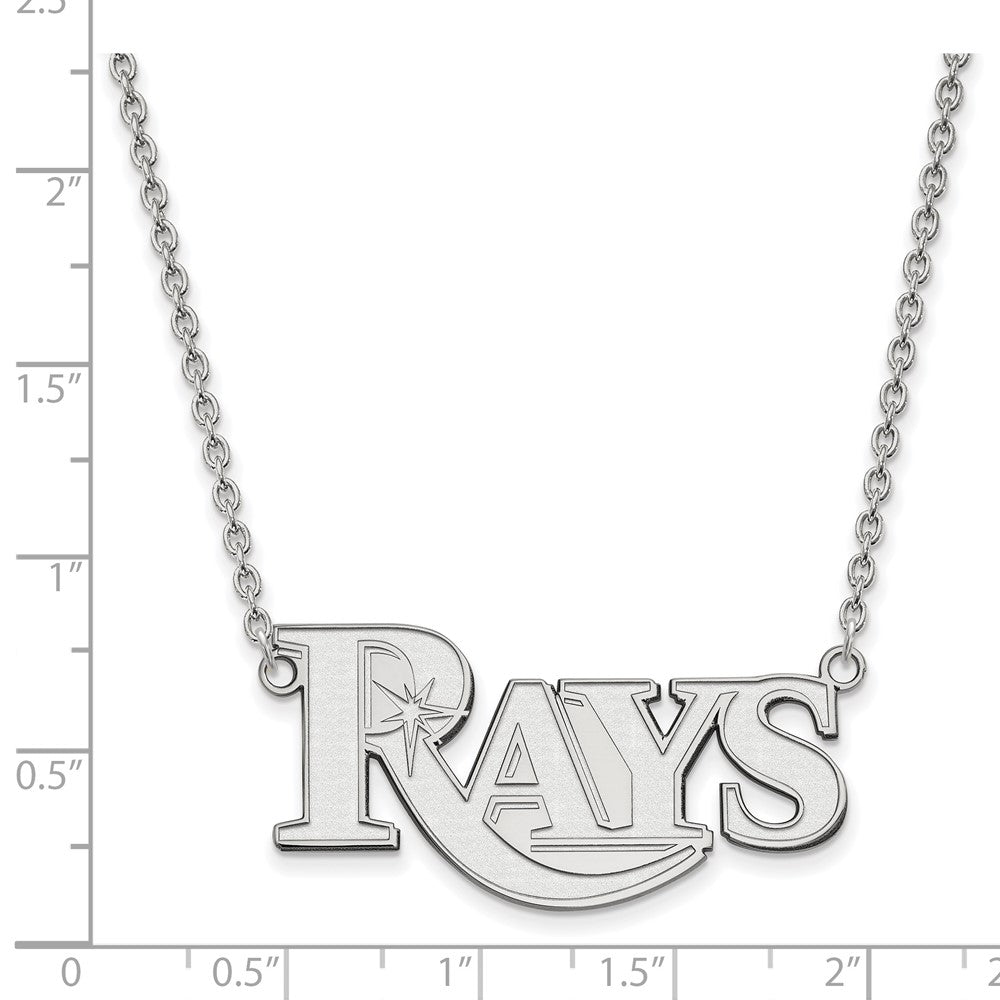 Alternate view of the Sterling Silver MLB Tampa Bay Rays Large Script Necklace, 18 Inch by The Black Bow Jewelry Co.