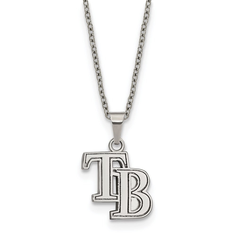 Stainless Steel MLB Tampa Bay Rays Small Necklace, 18-20 Inch, Item N25825 by The Black Bow Jewelry Co.