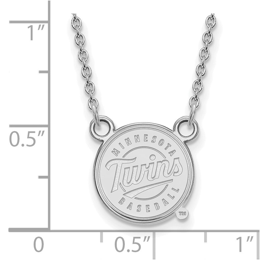 Alternate view of the 14K White Gold MLB Minnesota Twins Small Logo Disc Necklace, 18 Inch by The Black Bow Jewelry Co.
