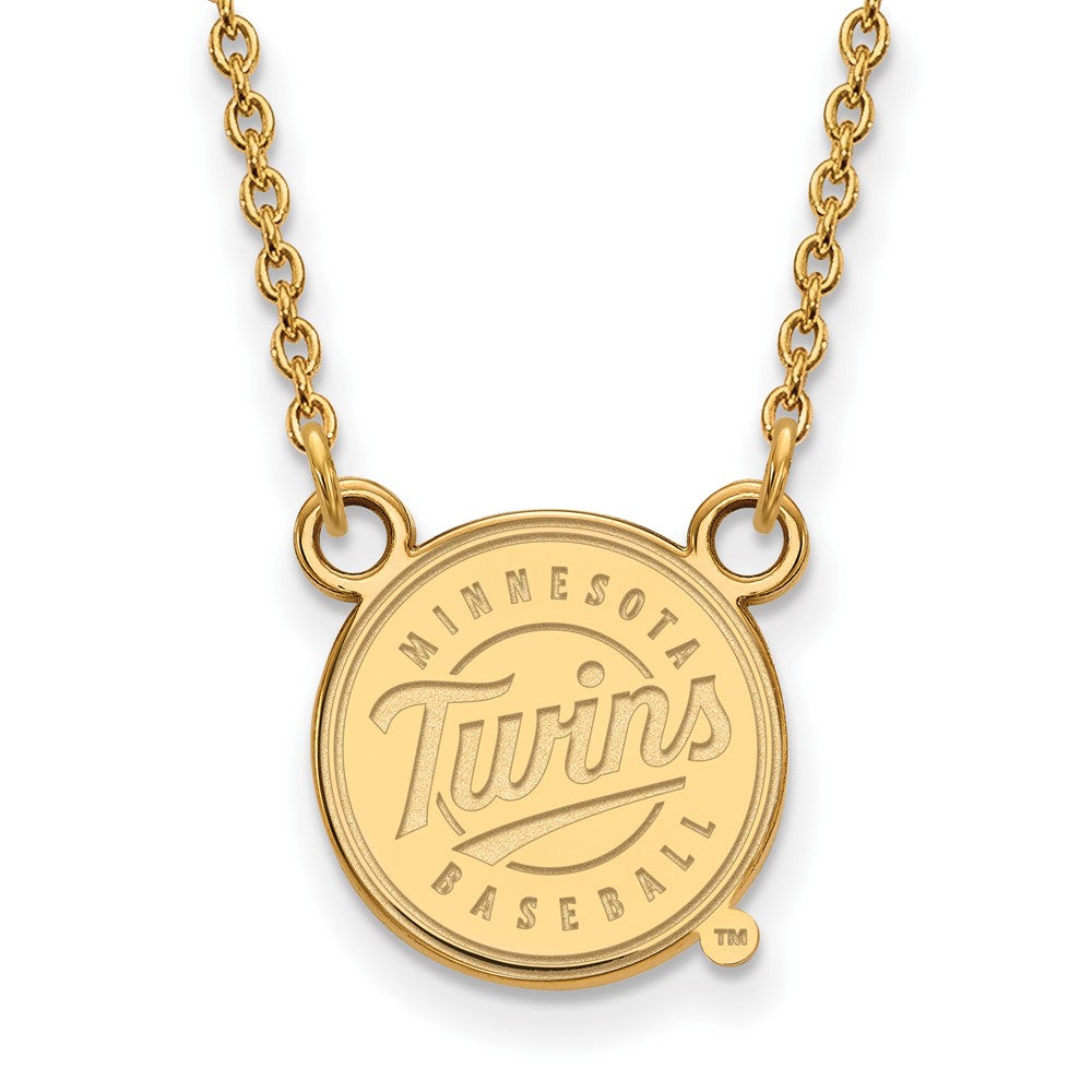 14K Yellow Gold MLB Minnesota Twins Small Logo Disc Necklace, 18 Inch, Item N25829 by The Black Bow Jewelry Co.