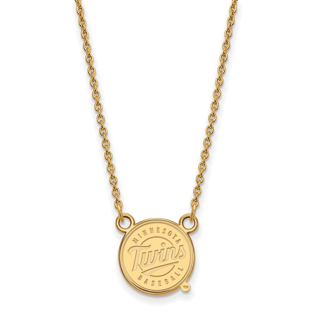 Alternate view of the 14K Gold Plated S.S. MLB Minnesota Twins Small Disc Necklace, 18 Inch by The Black Bow Jewelry Co.