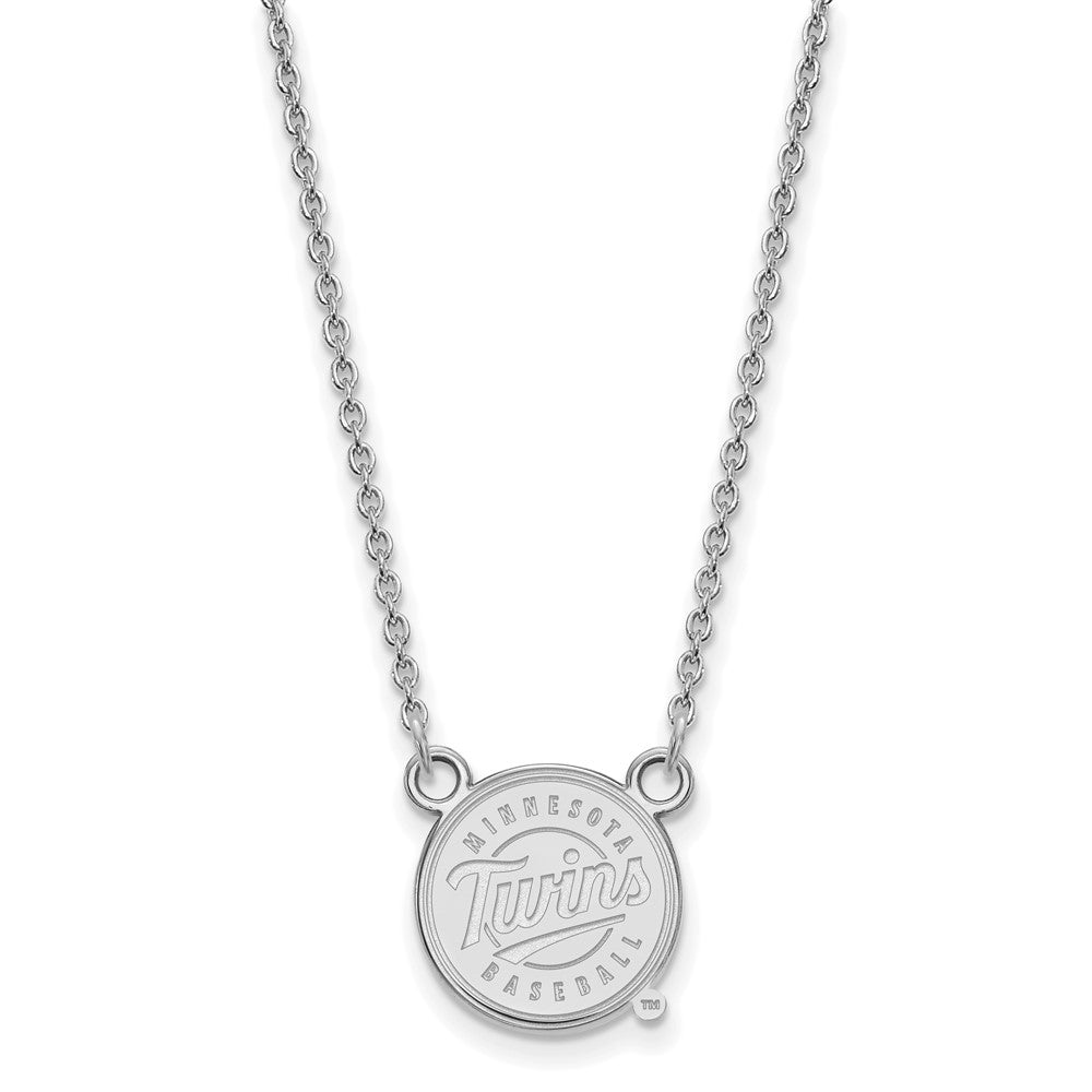 Alternate view of the Sterling Silver MLB Minnesota Twins Small Logo Disc Necklace, 18 Inch by The Black Bow Jewelry Co.