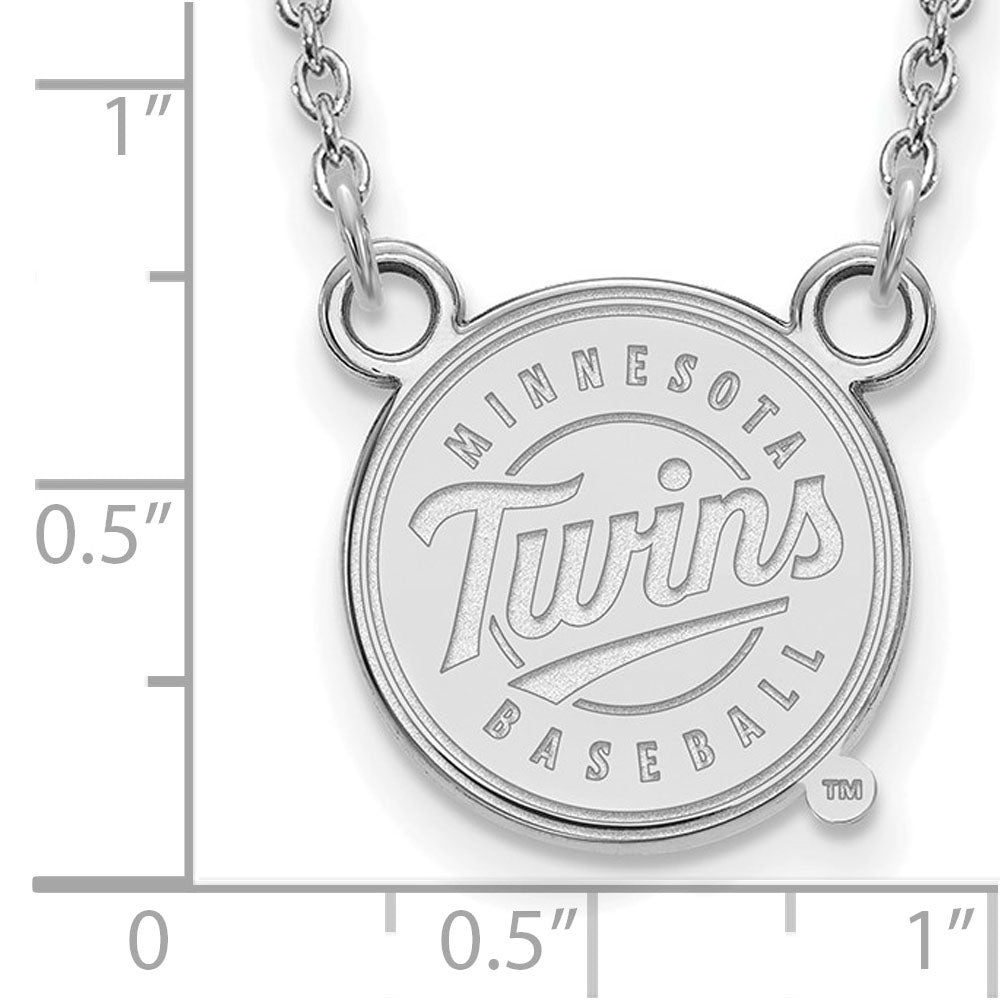 Alternate view of the 14K White Gold MLB Minnesota Twins Large Logo Disc Necklace, 18 Inch by The Black Bow Jewelry Co.