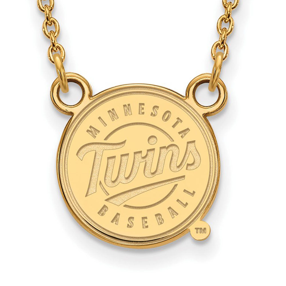 14K Yellow Gold MLB Minnesota Twins Large Logo Disc Necklace, 18 Inch, Item N25835 by The Black Bow Jewelry Co.
