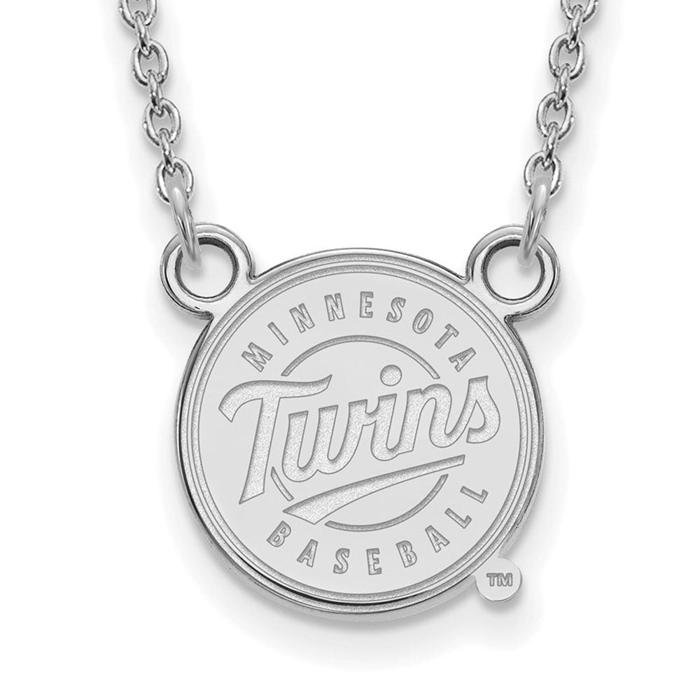 Sterling Silver MLB Minnesota Twins Large Logo Disc Necklace, 18 Inch, Item N25837 by The Black Bow Jewelry Co.