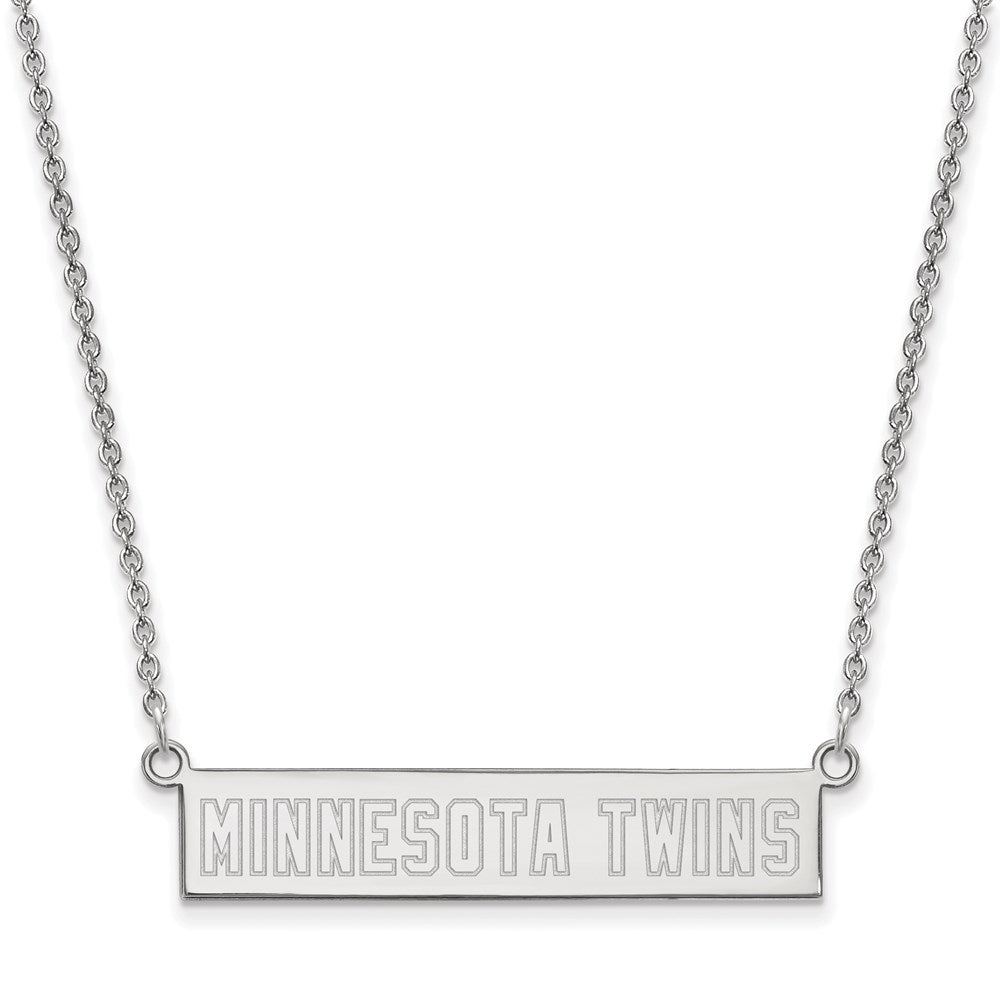 Sterling Silver MLB Minnesota Twins Small Bar Necklace, 18 Inch, Item N25839 by The Black Bow Jewelry Co.