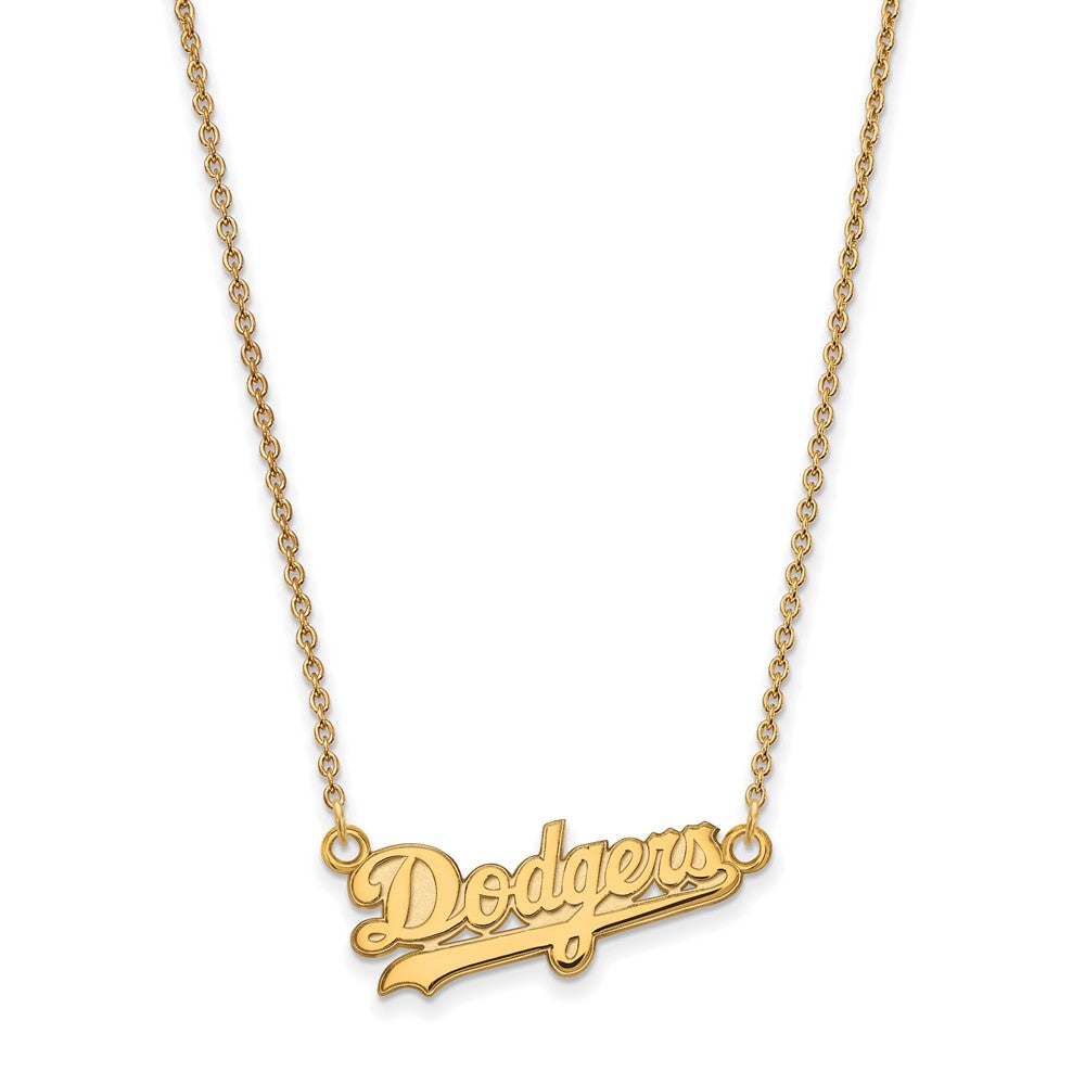 10K Yellow Gold MLB Los Angeles Dodgers Small Script Necklace, 18 Inch, Item N25841 by The Black Bow Jewelry Co.