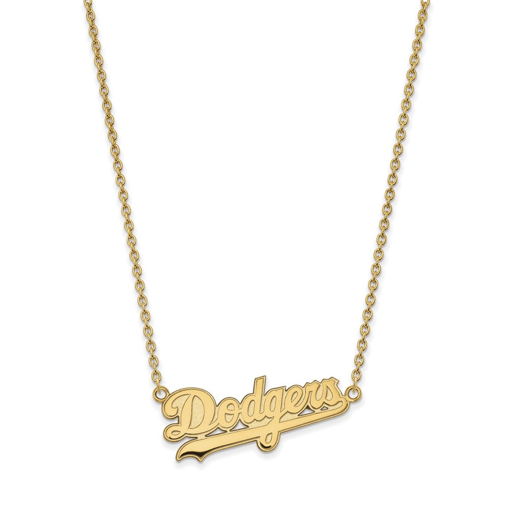 14K Yellow Gold MLB Los Angeles Dodgers Large Script Necklace, 18 Inch, Item N25849 by The Black Bow Jewelry Co.