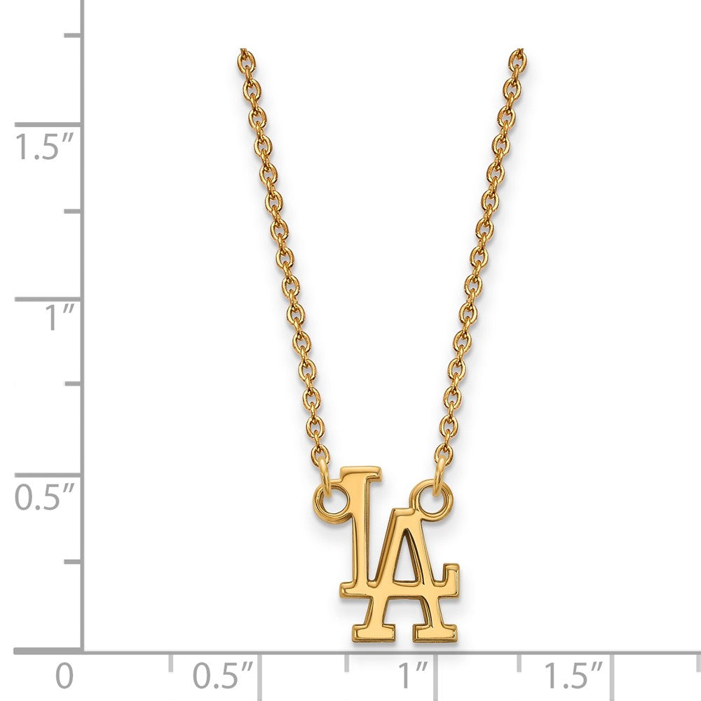Alternate view of the 10K Yellow Gold MLB Los Angeles Dodgers Small L-A Necklace, 18 Inch by The Black Bow Jewelry Co.