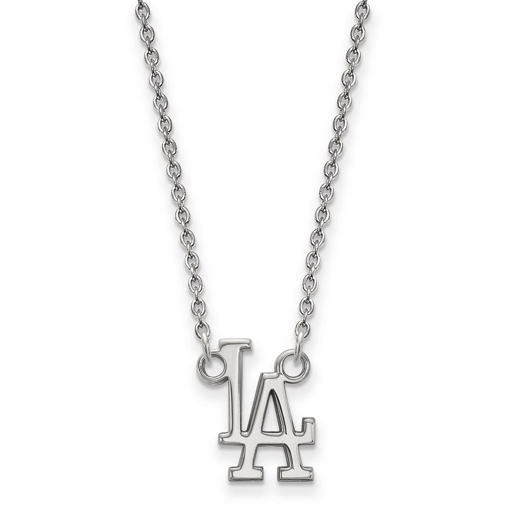 14K White Gold MLB Los Angeles Dodgers Small L-A Necklace, 18 Inch, Item N25854 by The Black Bow Jewelry Co.