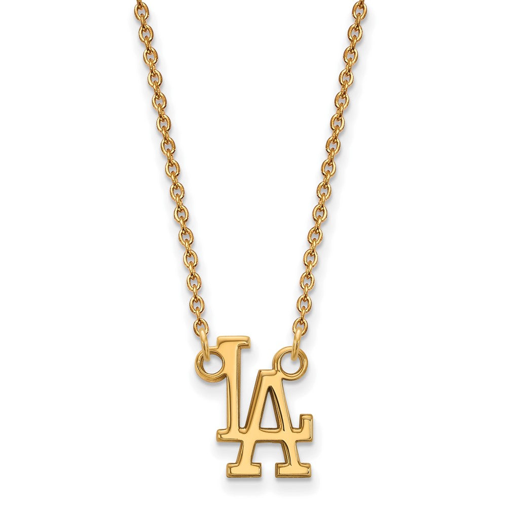14K Yellow Gold MLB Los Angeles Dodgers Small L-A Necklace, 18 Inch, Item N25855 by The Black Bow Jewelry Co.