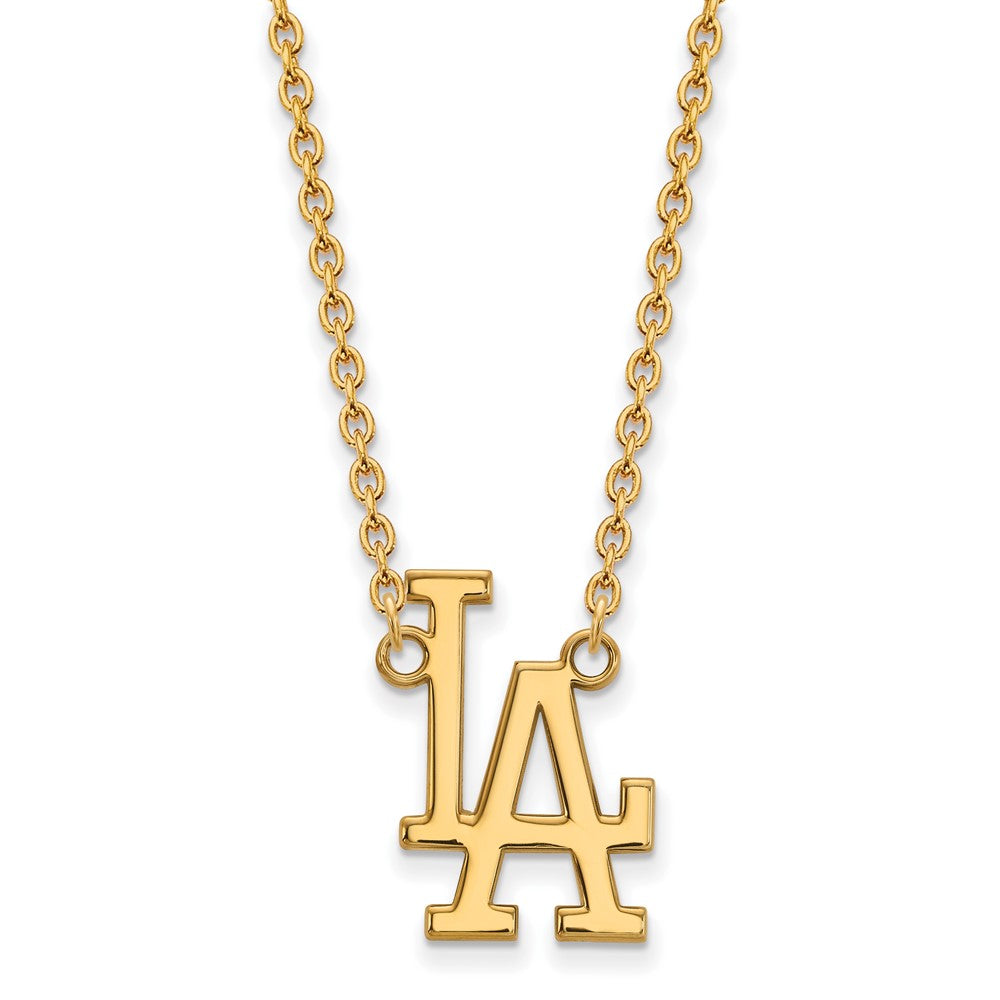 10K Yellow Gold MLB Los Angeles Dodgers Large L-A Necklace, 18 Inch, Item N25859 by The Black Bow Jewelry Co.