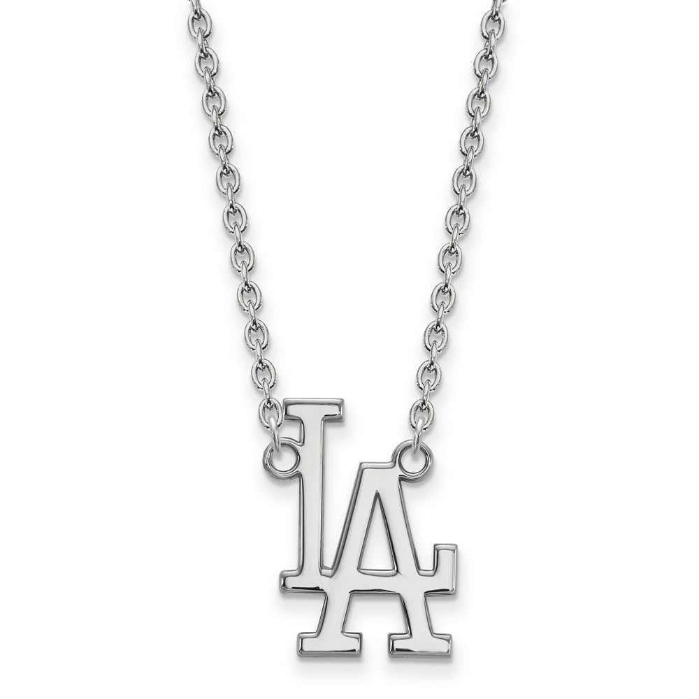 Sterling Silver MLB Los Angeles Dodgers Large L-A Necklace, 18 Inch, Item N25863 by The Black Bow Jewelry Co.