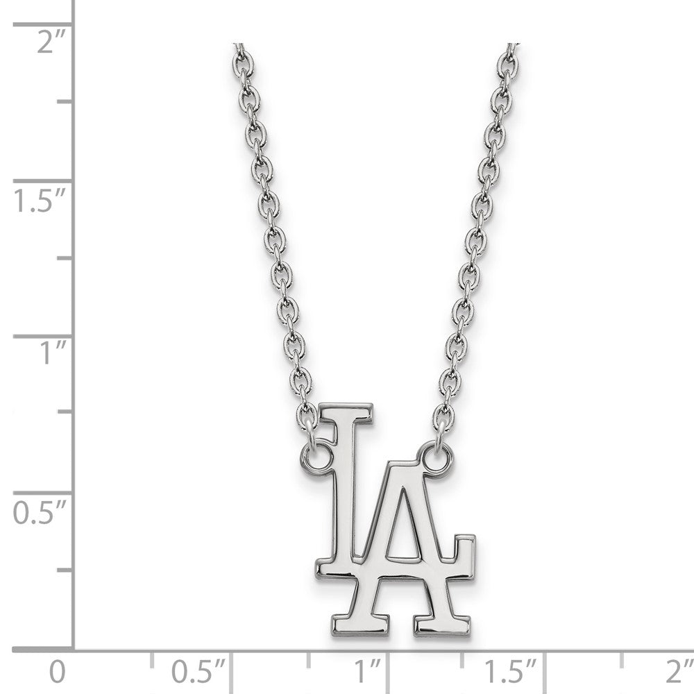 Alternate view of the Sterling Silver MLB Los Angeles Dodgers Large L-A Necklace, 18 Inch by The Black Bow Jewelry Co.
