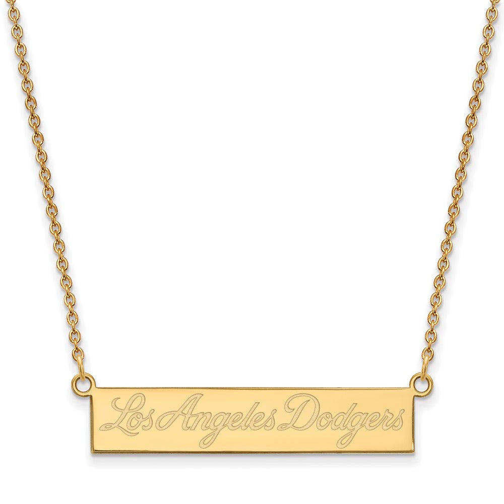14K Gold Plated S.S. MLB Los Angeles Dodgers SM Bar Necklace, 18 Inch, Item N25864 by The Black Bow Jewelry Co.