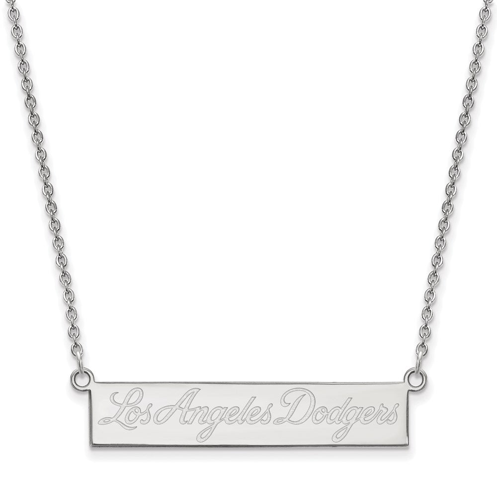 Sterling Silver MLB Los Angeles Dodgers Small Bar Necklace, 18 Inch, Item N25865 by The Black Bow Jewelry Co.