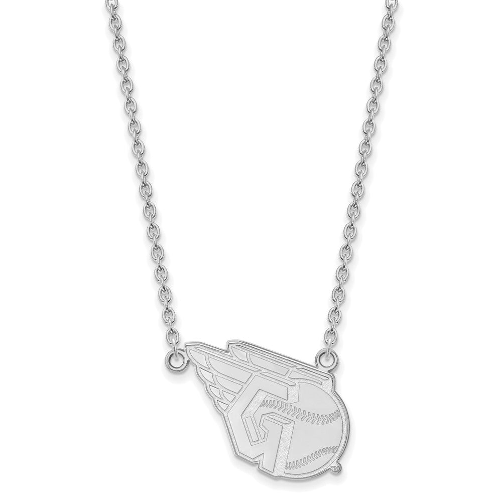 Alternate view of the Sterling Silver MLB Cleveland Guardians Large Logo Necklace, 18 Inch by The Black Bow Jewelry Co.