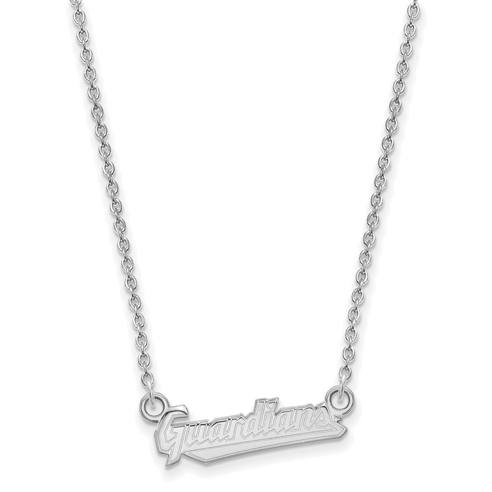 Alternate view of the Sterling Silver MLB Cleveland Guardians Small Script Necklace, 18 Inch by The Black Bow Jewelry Co.