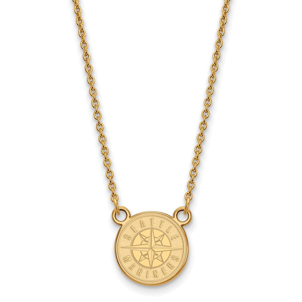 14K Gold Plated S.S. MLB Seattle Mariners Small Disc Necklace, 18 Inch, Item N25880 by The Black Bow Jewelry Co.