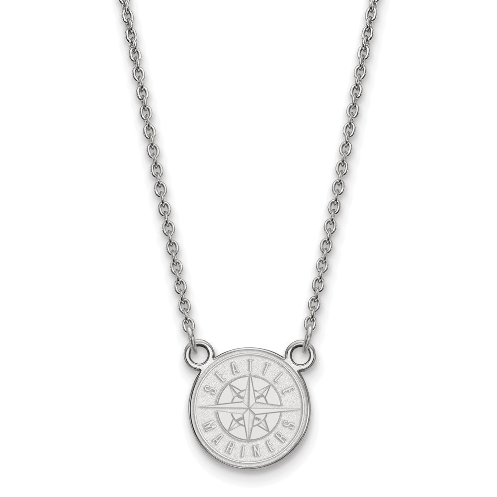 Sterling Silver MLB Seattle Mariners Small Disc Necklace, 18 Inch, Item N25881 by The Black Bow Jewelry Co.