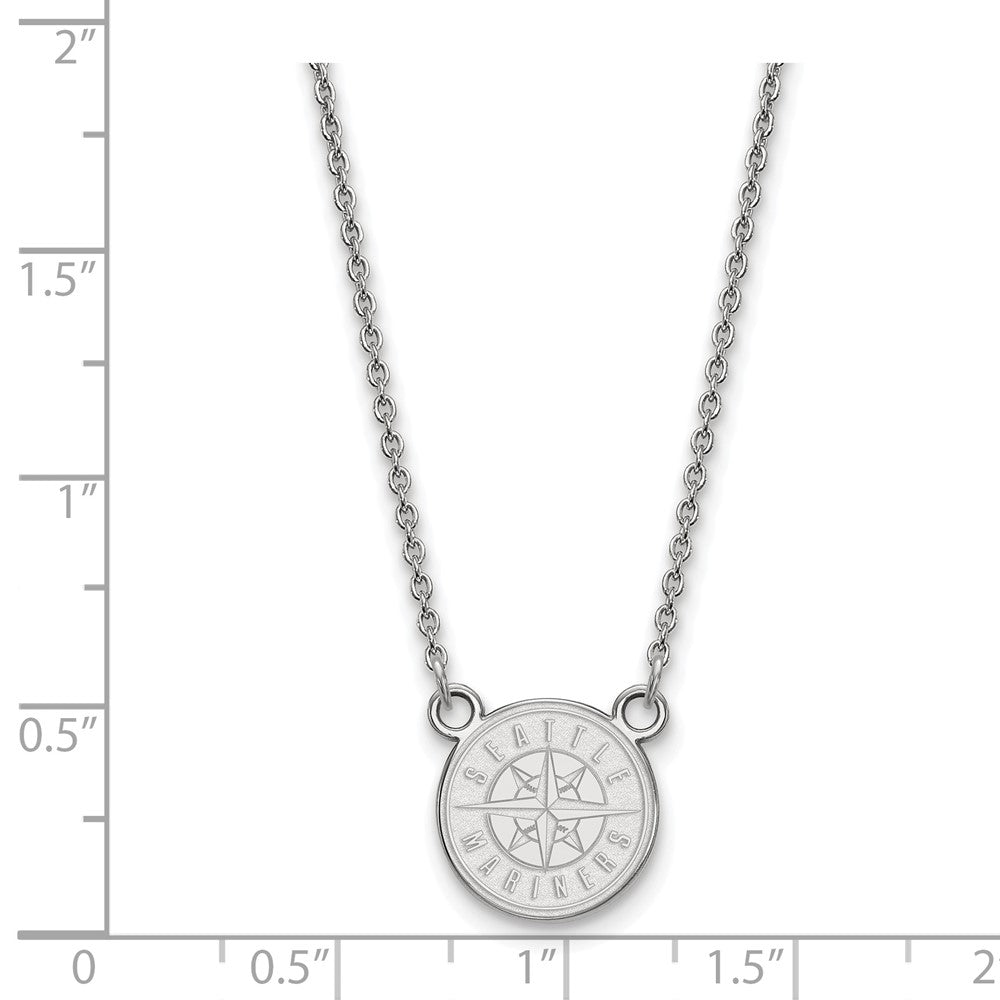 Alternate view of the Sterling Silver MLB Seattle Mariners Small Disc Necklace, 18 Inch by The Black Bow Jewelry Co.