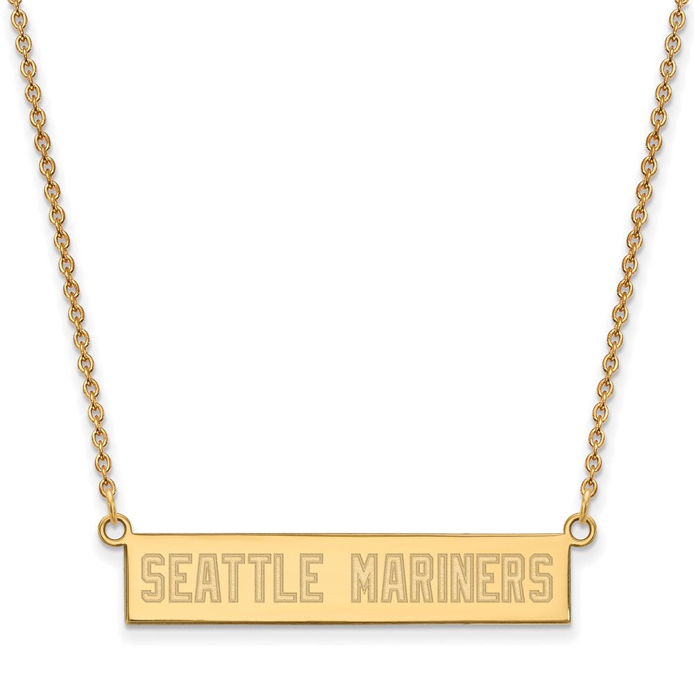 14K Gold Plated S.S. MLB Seattle Mariners Small Bar Necklace, 18 Inch, Item N25882 by The Black Bow Jewelry Co.