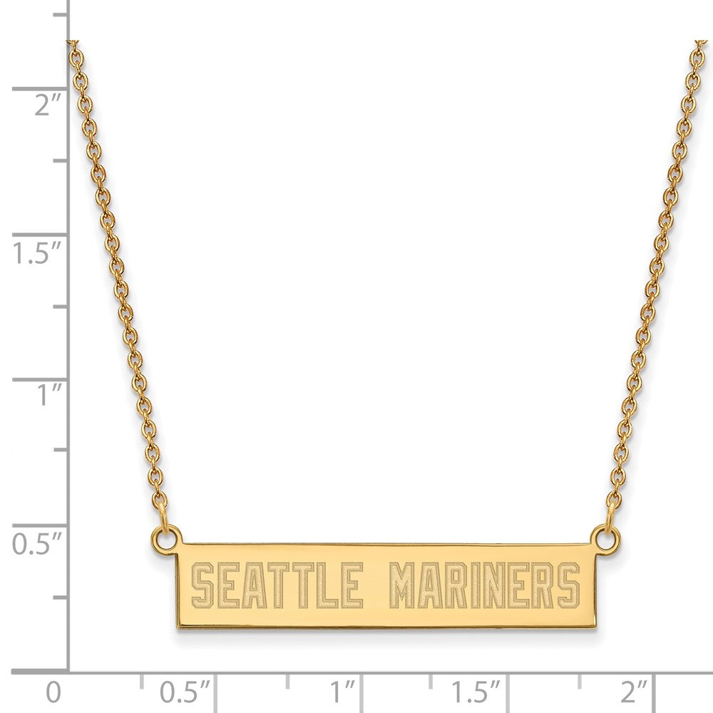 Alternate view of the 14K Gold Plated S.S. MLB Seattle Mariners Small Bar Necklace, 18 Inch by The Black Bow Jewelry Co.