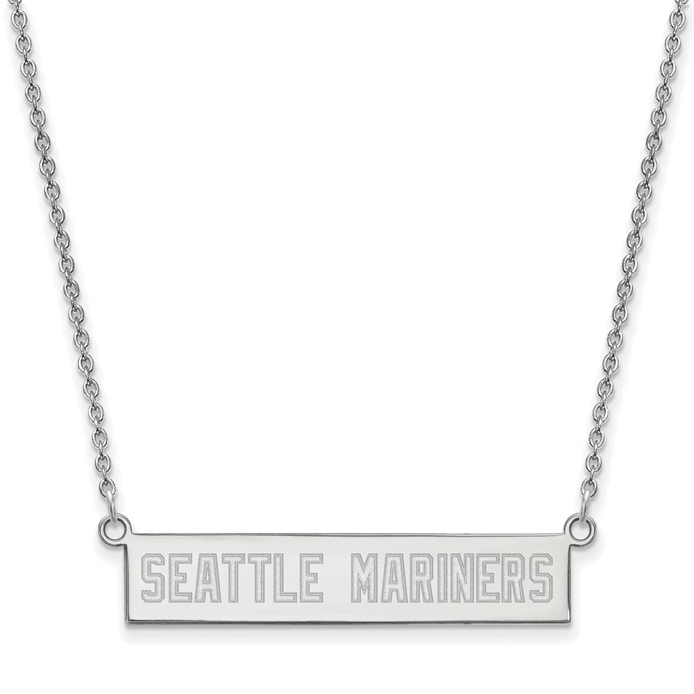 Sterling Silver MLB Seattle Mariners Small Bar Necklace, 18 Inch, Item N25883 by The Black Bow Jewelry Co.