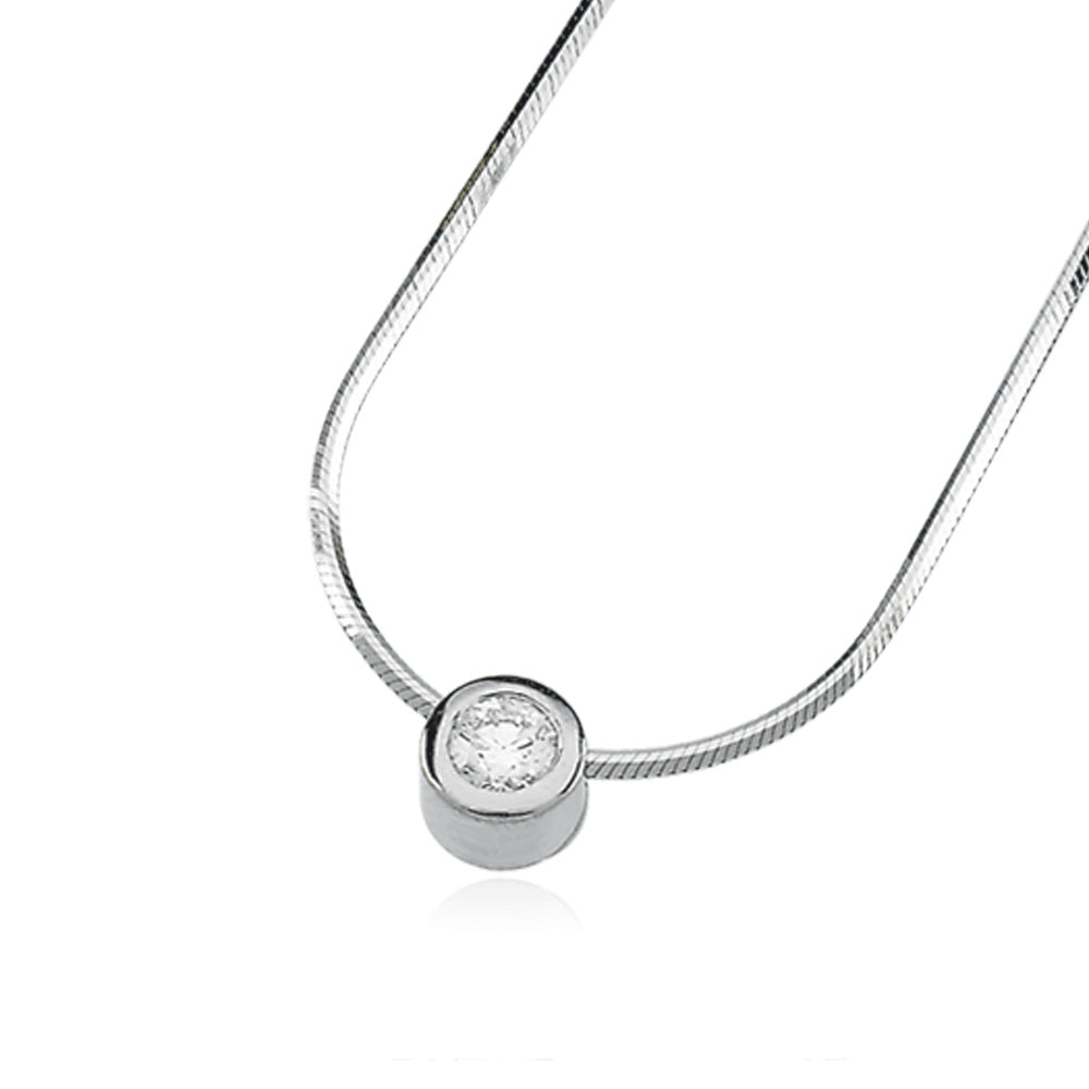 Diamond Solitaire 14k White Gold 18 Inch Necklace, Item N8002 by The Black Bow Jewelry Co.