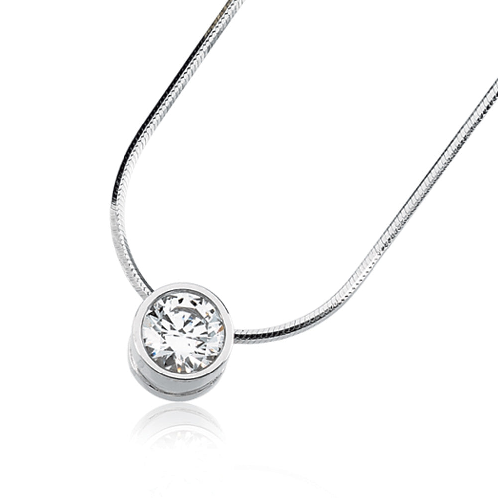 Cubic Zirconia and White Gold Solitaire Slide in 14k White Gold, Item N8021 by The Black Bow Jewelry Co.