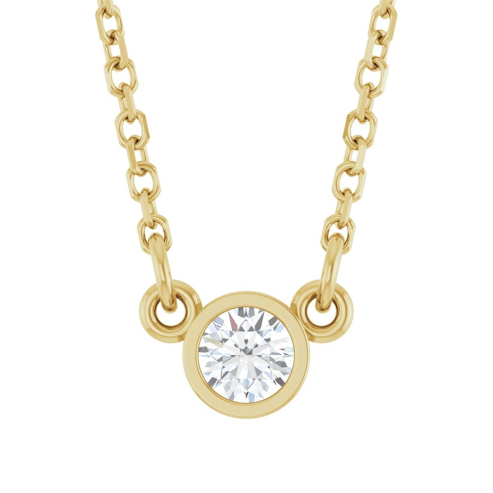 Diamond Solitaire 14k Yellow Gold Necklace - 3mm Stone, Item N8029-3 by The Black Bow Jewelry Co.