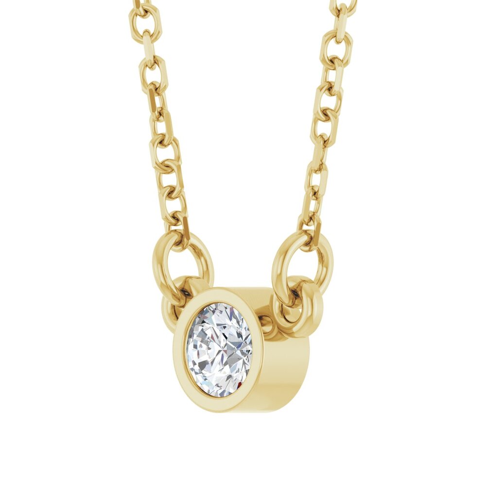 Alternate view of the Diamond Solitaire 14k Yellow Gold Necklace - 3mm Stone by The Black Bow Jewelry Co.