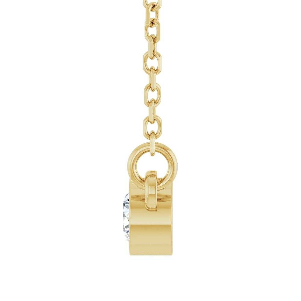 Alternate view of the Diamond Solitaire 14k Yellow Gold Necklace - 3mm Stone by The Black Bow Jewelry Co.