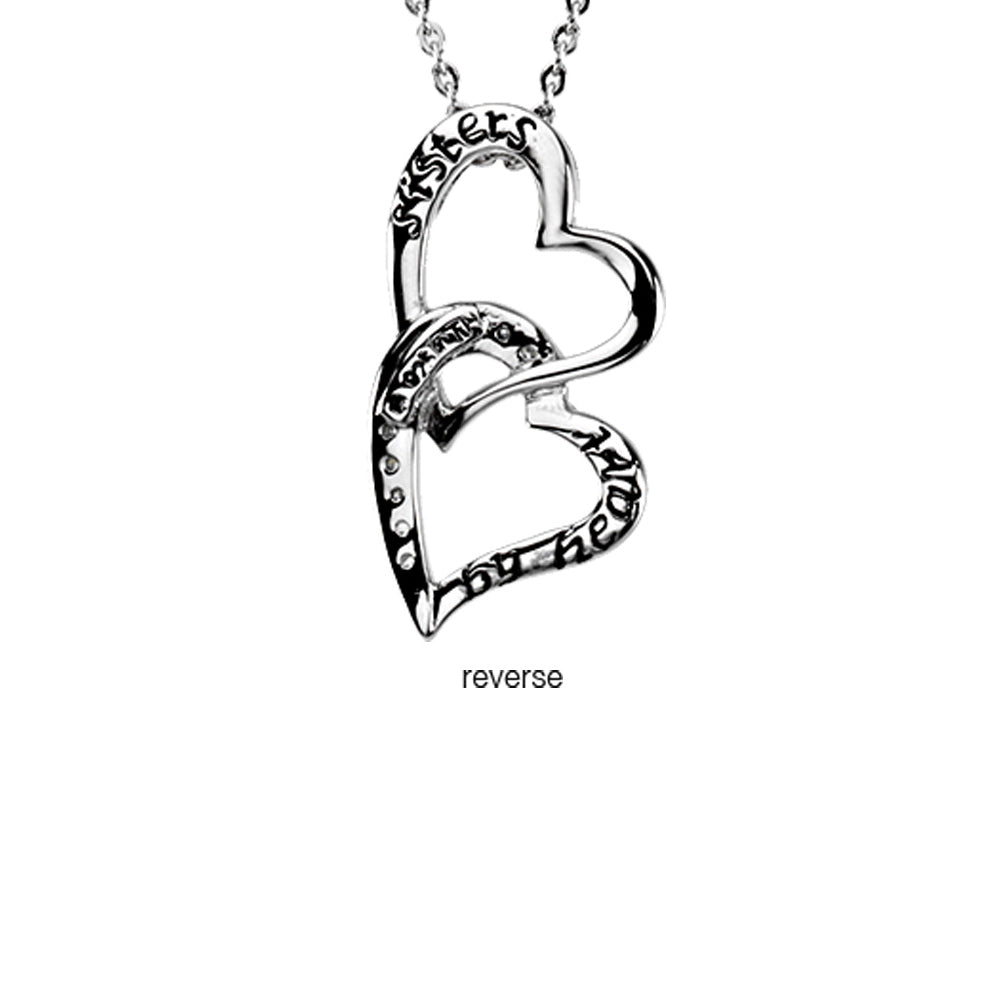 Alternate view of the Rhodium Plated Sterling Silver & CZ, Like a Sister Necklace, 18 Inch by The Black Bow Jewelry Co.