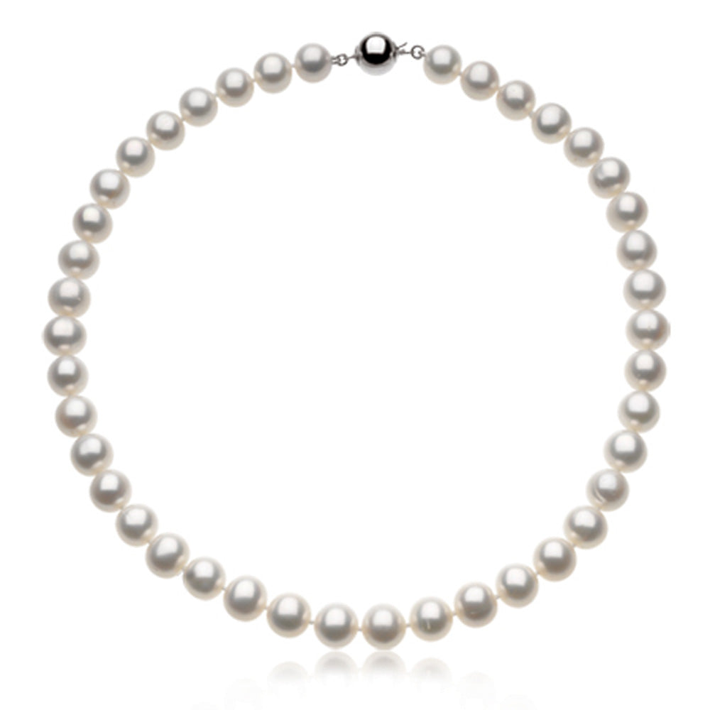 10-11mm White FW Cultured Pearl & Sterling Silver 18-Inch Necklace, Item N8187 by The Black Bow Jewelry Co.