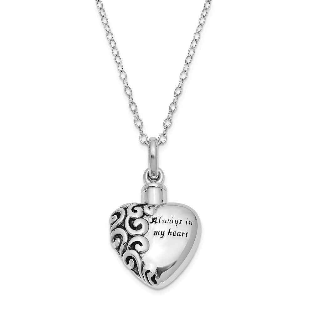 Sterling Silver Always in My Heart Ash Holder Necklace, 18 Inch, Item N8317 by The Black Bow Jewelry Co.
