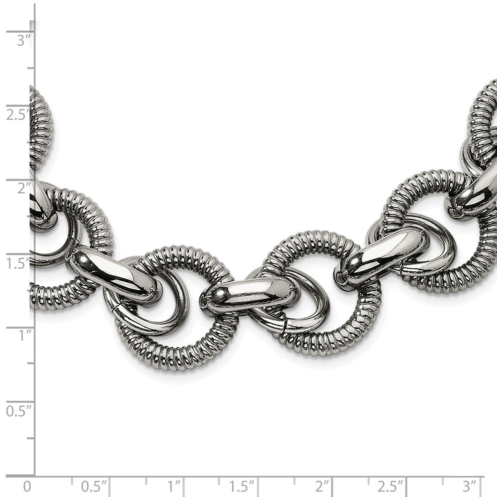 Alternate view of the Men's Stainless Steel Wide Multiple Link Chain Necklace, 22 Inch by The Black Bow Jewelry Co.