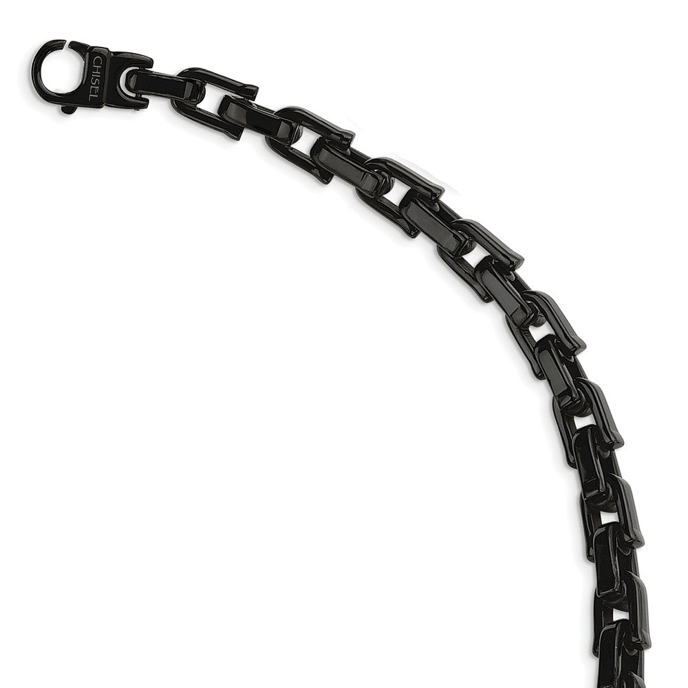 Alternate view of the Men's Stainless Steel Black Shackle Link Chain Necklace, 20 Inch by The Black Bow Jewelry Co.